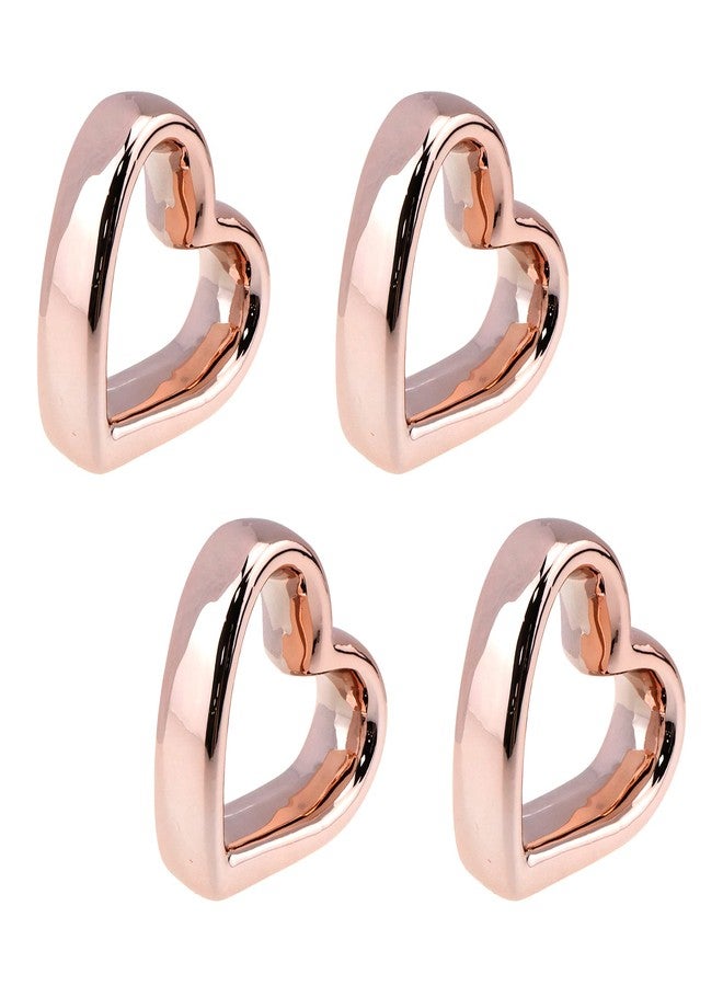 Risbay Napkin Rings,Metal Heart-Shaped Napkin Rings,Metal Love Buckle Napkin Holder for Dinner Table Decor, Wedding, Banquet, Party, Easter,Set of 4,Rose Gold - Image 1