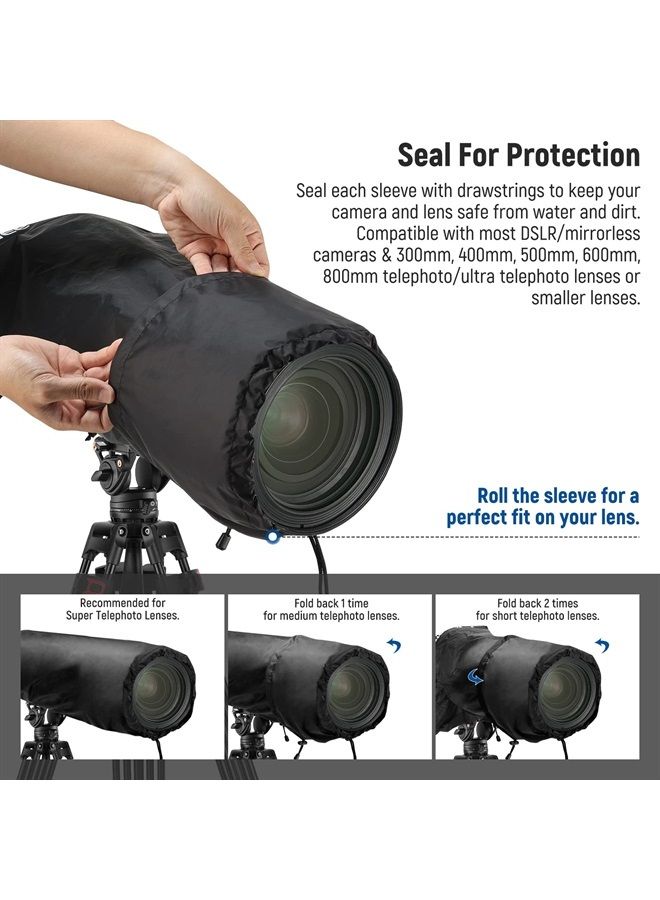 NEEWER Camera Rain Cover, Large Size Durable Nylon Raincoat Compatible with Canon Nikon Sony and Large Cameras and Lenses with ⌀300/400/500/600/800mm, with Sleeves/Drawstrings/Viewing Window, PB004 - Image 3