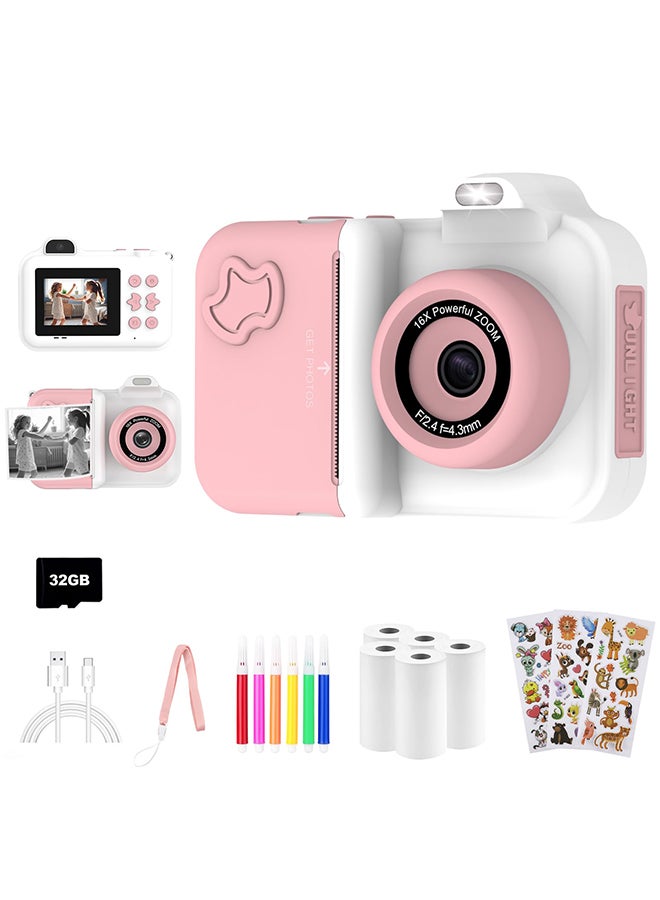 XiuWoo Kids Camera Instant Print,Kids Digital Camera 1080P HD Dual-Lens Selfie,Instant Print Camera with 5 Rolls Paper & 32GB Card,Toddler Camera Christmas Birthday Gifts for Boys Age 3-12 - Image 1