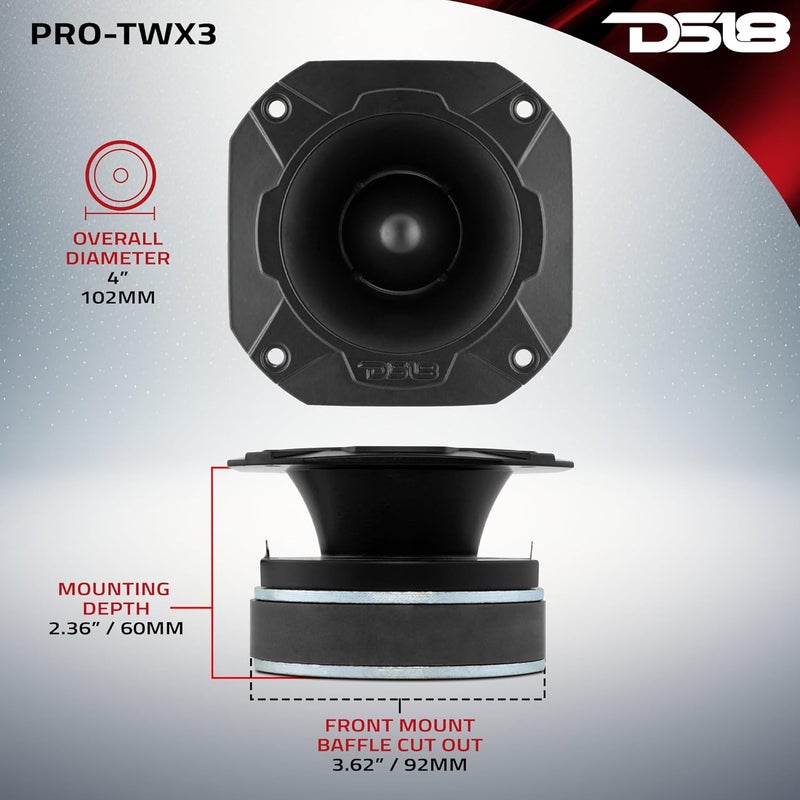 DS18 PRO-TWX3 4" Super Bullet Tweeter - 480 Watts, 1.5" Aluminum, 4-Ohm - Image 5