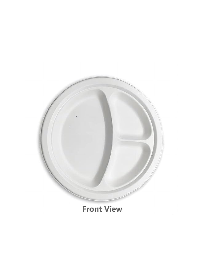 PROMASS Compostable [10-Inch, 50-Pcs] Heavy-Duty Quality Disposable 3-Compartment Paper Plates, Made of Bagasse Cane Fibers, Perfectly Eco-Friendly and Natural Biodegradable - Image 4