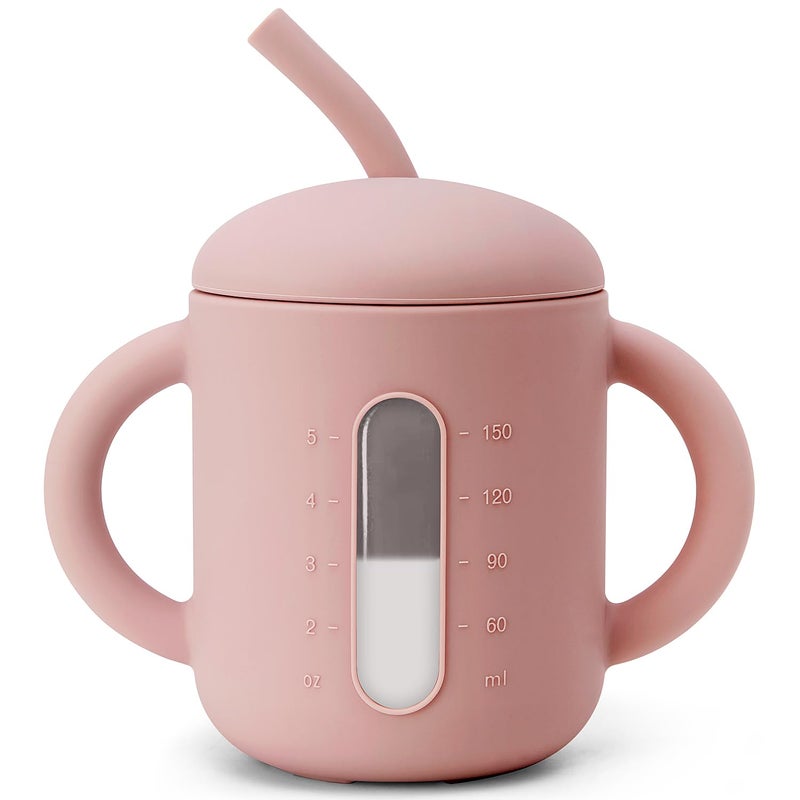 SAMiGO Silicone Sippy Cup, Baby Straw Cup for 6 12 18 Months, Sippy Cup with Straw for Toddlers 1-3 Years, Baby Water Cup for Drinking and Training, 6 oz - Image 1