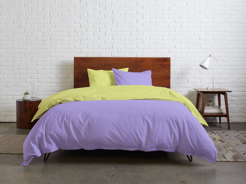 Tigers Trade Lines Quilt cover set from Mix Catalogue - Cotton - 3 pieces - for main rooms and youth rooms (Mauve - Yellow, for single bed size 120cm (Youth))