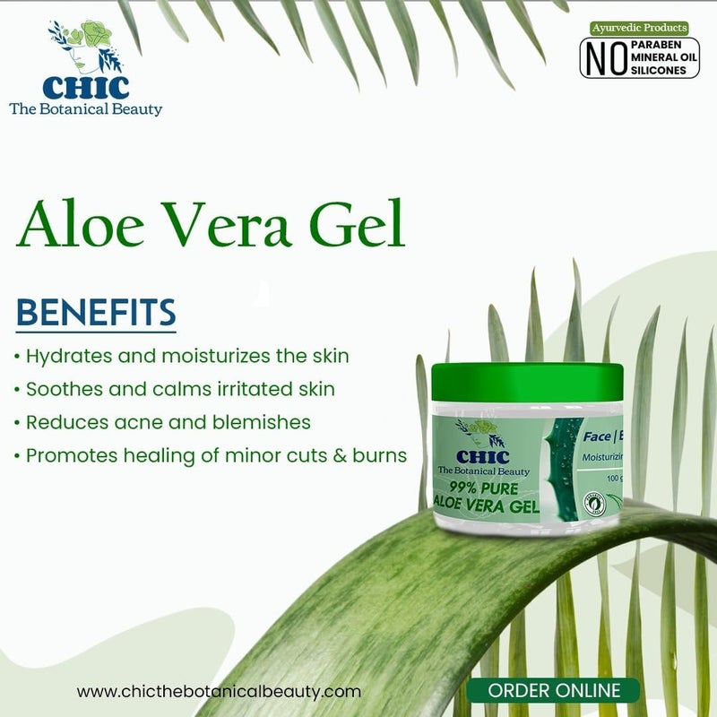 CHIC The Botanical Beauty Combo - Aloe Vera & Neem Face & Body Scrub (50g) + Pure Aloe Vera Gel | Exfoliating, Soothing, Tan Removal & Skin Hydrating Duo | For Glowing, Clear Skin - Men & Women - (100g) - Image 3