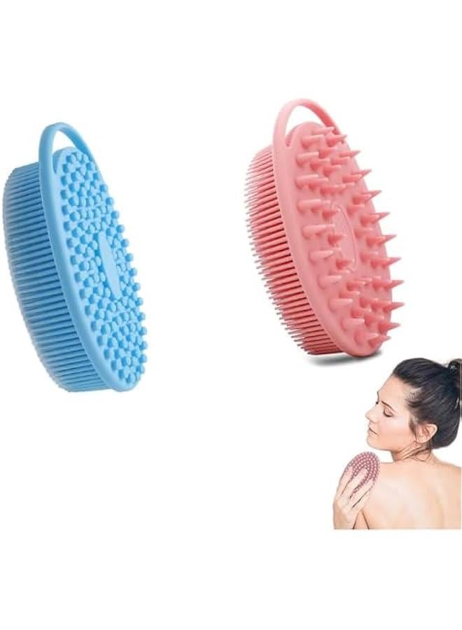 MOXO Body Scrubber Silic Body Loof 2 in 1 Bath and Shampoo Brush Double Sided Shower Scrubber for BodyHead ScrubberScalp Massager BrushExfoliating Body Scrubber for Use in Shower 2Pcs - Image 1