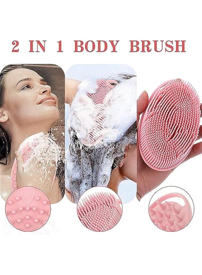 MOXO Body Scrubber Silic Body Loof 2 in 1 Bath and Shampoo Brush Double Sided Shower Scrubber for BodyHead ScrubberScalp Massager BrushExfoliating Body Scrubber for Use in Shower 2Pcs - Image 2