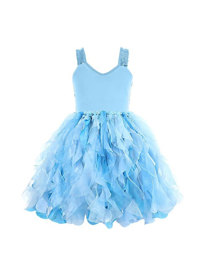 Suppromo Blue Tulle Dress for Girls Birthday Party Little Girls Sparkly Sequin Tulle Fairy Princess Dress for Toddler Girls Halloween Prom Ball Gowns 8T - Image 3
