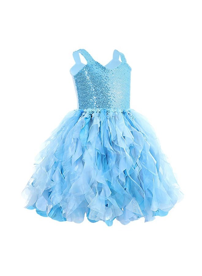 Suppromo Blue Tulle Dress for Girls Birthday Party Little Girls Sparkly Sequin Tulle Fairy Princess Dress for Toddler Girls Halloween Prom Ball Gowns 8T - Image 2