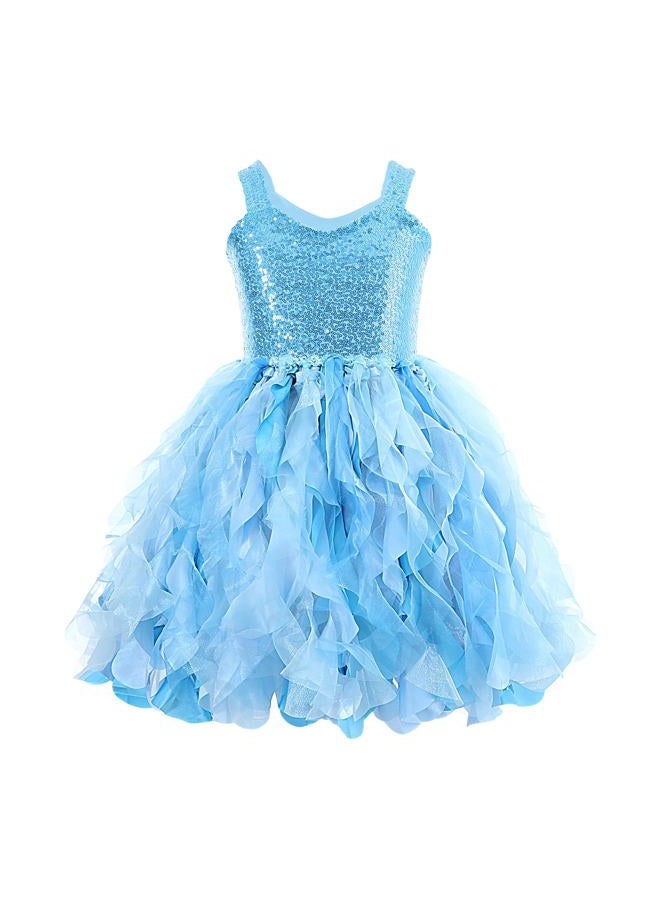 Suppromo Blue Tulle Dress for Girls Birthday Party Little Girls Sparkly Sequin Tulle Fairy Princess Dress for Toddler Girls Halloween Prom Ball Gowns 8T - Image 1