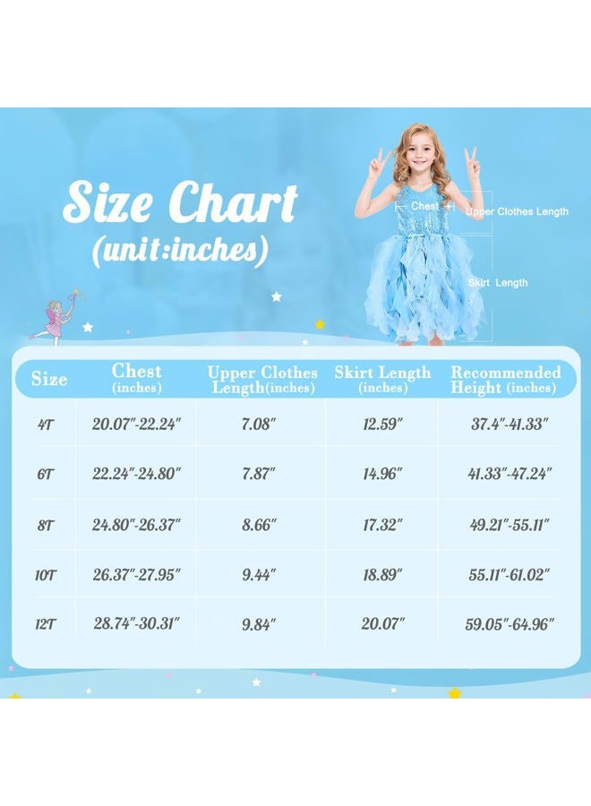 Suppromo Blue Tulle Dress for Girls Birthday Party Little Girls Sparkly Sequin Tulle Fairy Princess Dress for Toddler Girls Halloween Prom Ball Gowns 8T - Image 4