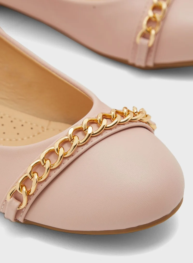 Ginger Chain Detail Ballet Flat Slip On