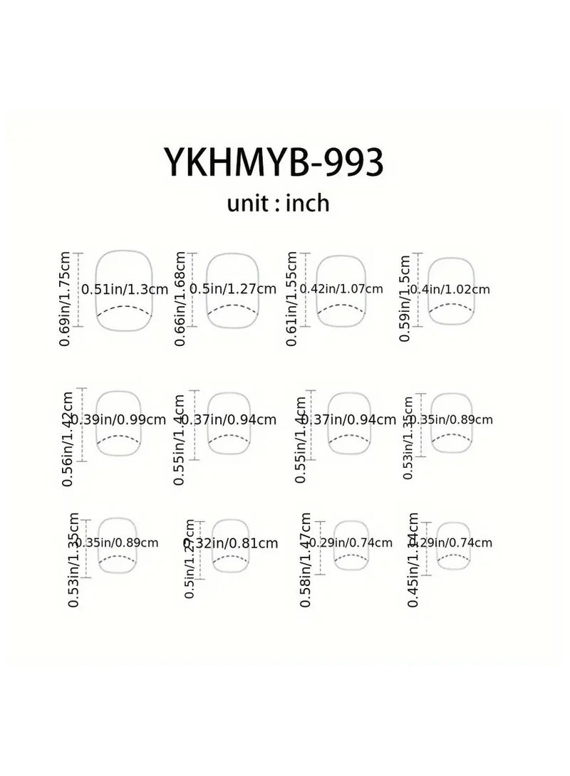 24 قطعة قصيرة من أوراق الشجر المربعة اضغط على الأظافر - غطاء كامل من الأكريليك للأظافر الصناعية للنساء والفتيات - سهل وضع غراء المانيكير على الأطراف - Image 4