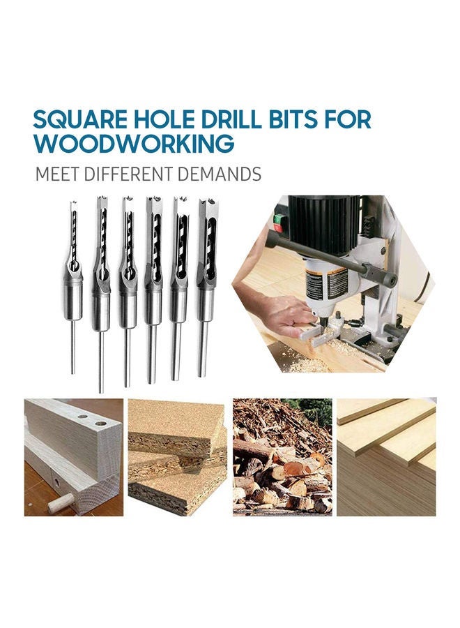 NIBEMINENT 6 Piece Woodworking Hole Saw Mortising Chisel Drill Bits Set Silver 22.5X5.5X8.5cm  - Image 4
