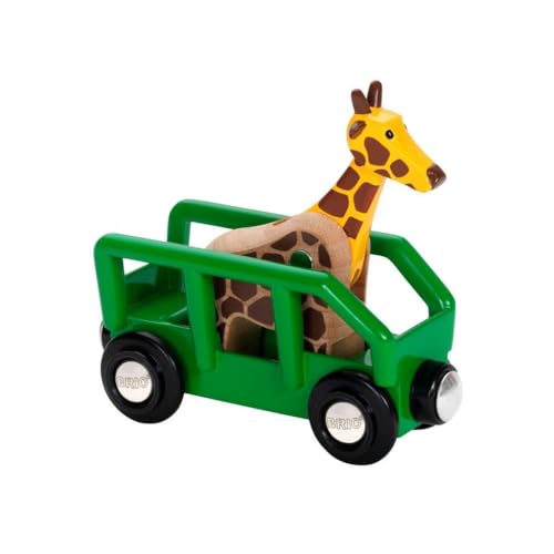 BRIO World 33724 Giraffe and Wagon Set Imaginative Play Toy Train Accessory for Kids FSCCertified Wood Engineered for Toddlers 3 and Up Green - Image 1