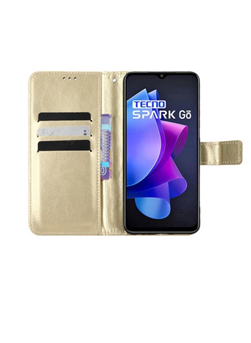 Tecno Spark Go 2023/Pop 7/Pop 7 Pro Case Cover PU Leather Flip Wallet Back Cover With ID Card Slots for Moblie Phone with Anti-scratches Anti-drops Anti-fingerprints Accessories Full Body Protection  - Image 2