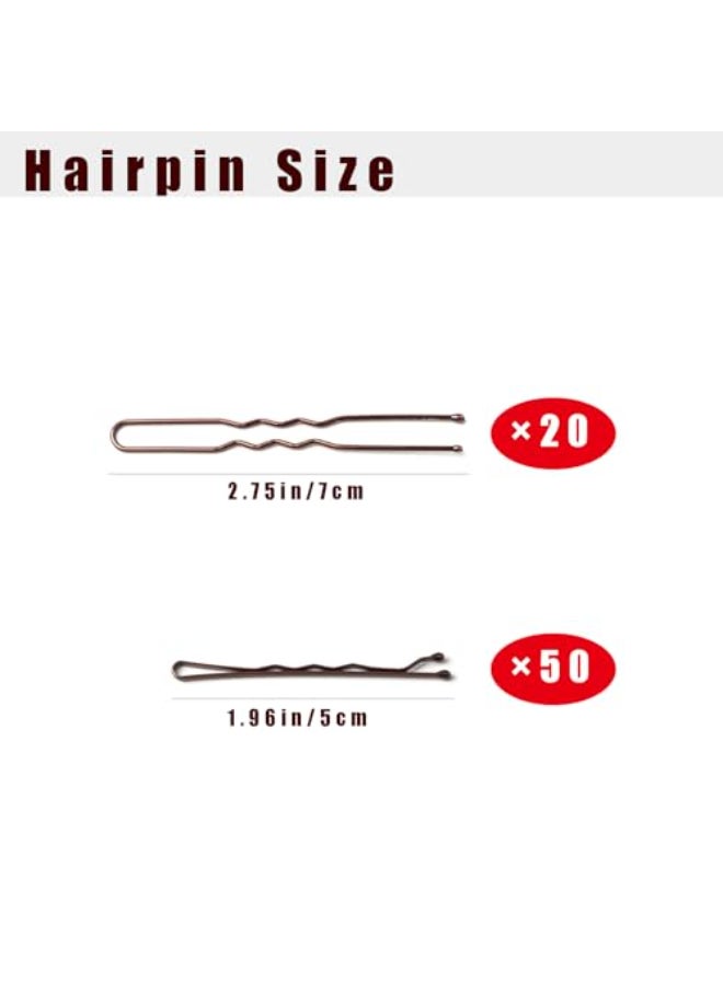 GERILKAI Dark Brown Hair Sponge for Updo Hair Donuts for Updos50 Bobby Pins20 UClipsVolume Hair Bumps ToolHair Padding for Updos - Image 3