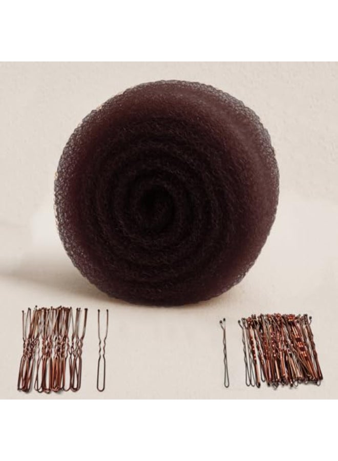 GERILKAI Dark Brown Hair Sponge for Updo Hair Donuts for Updos50 Bobby Pins20 UClipsVolume Hair Bumps ToolHair Padding for Updos - Image 1