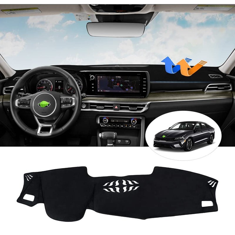 Autorder Dashboard Cover Mat for Kia K5 2021 2022 2023 2024 Accessories Dash Cover Flannel Dash Mat Sunshade Glare UV Rays Protector Without HUD
