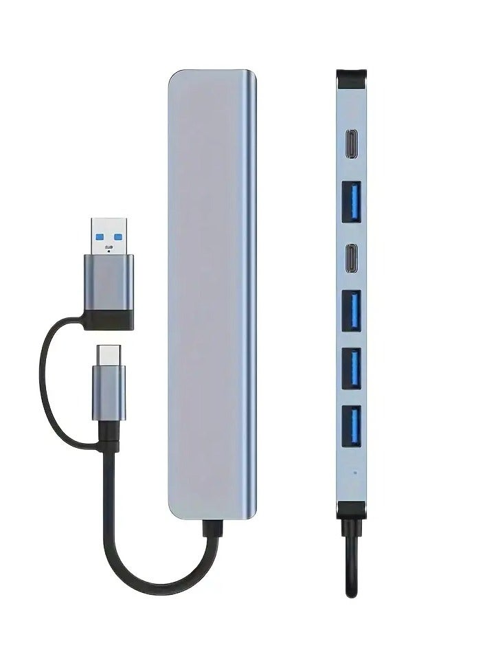 VIENON Aluminum 7-in-1 USB Expander, USB Distributor With 1 USB 3.0, 4 USB 2.0, And 2 USB C Ports, Suitable For MacBook Pro Air And More PC/laptop/tablet Devices/computer And Accessories USB Hub