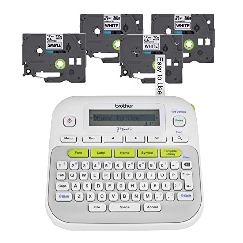Brother P-Touch, PTD210, Easy-to-Use Label Maker Bundle (4 Label Tapes Included), White, Small - Image 1