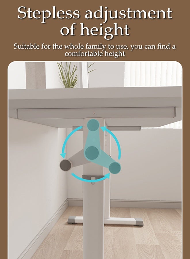 Spides Multifunctional Standing Computer Desk Adjustable Height Study Desk Hand Cranked Lifting PC Desktop Computer Table Ergonomic Design Study Writing Workstation Adjustable Height 65-90cm for Home Office, Study, Work - Image 3