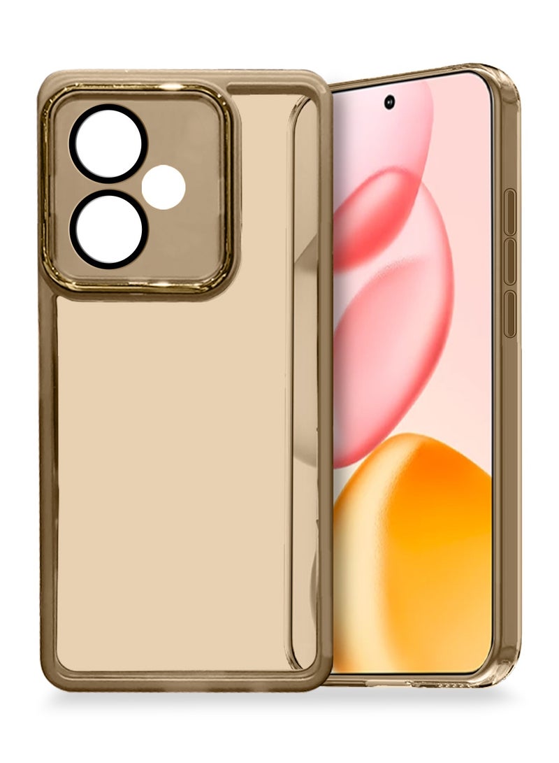 دبليو تيك غلاف خلفي أنيق من السيليكون الشفاف TPU لحماية كاميرا هاتف Honor 400 5G 2025، رفيع للغاية مع حدود الكاميرا مطلية بالكهرباء - بني - Image 1