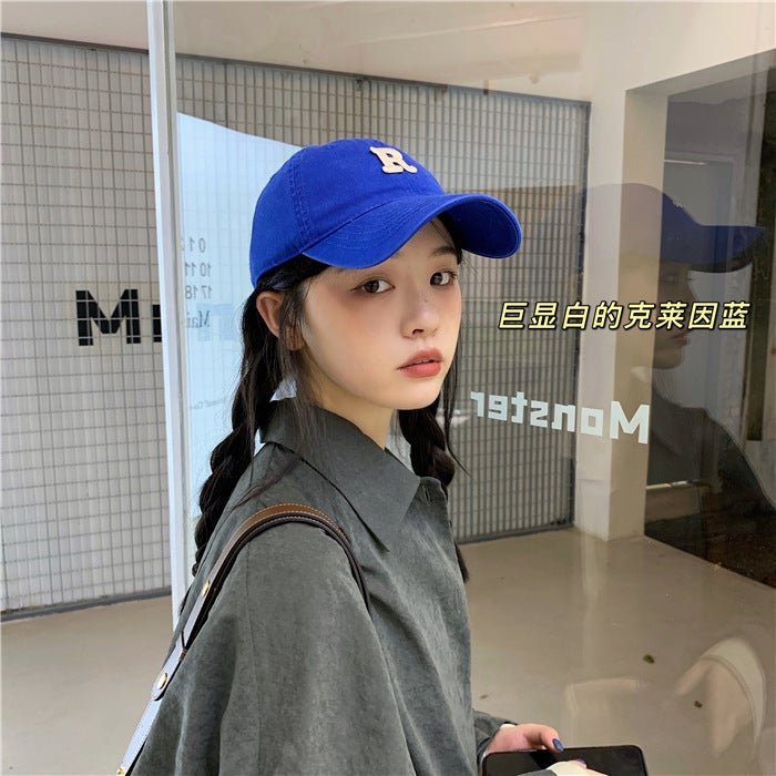 【High Version】 Solid Color Letter R Embroidered Baseball Cap Women'S Curved Eaves Korean Versatile Soft Top Duck Tongue Hat For Men - Image 5