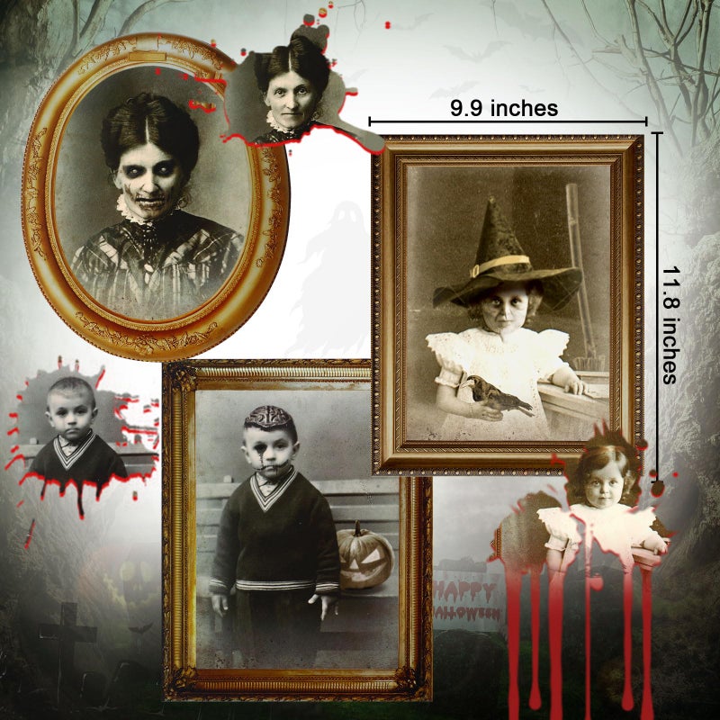 Tuanse Halloween Decorations Indoor 3D Changing Face Pictures Horror Scary Portraits Spooky Ghost Picture Frame Creepy for Wall Halloween Party House(Mixed Style  9 Pcs) - Image 2