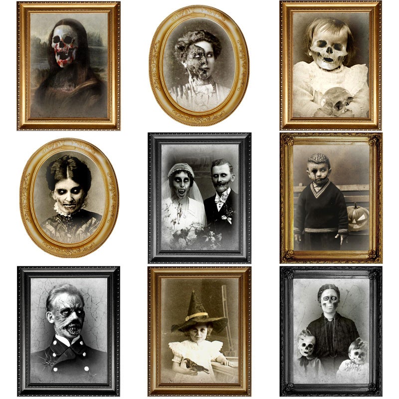 Tuanse Halloween Decorations Indoor 3D Changing Face Pictures Horror Scary Portraits Spooky Ghost Picture Frame Creepy for Wall Halloween Party House(Mixed Style  9 Pcs) - Image 1