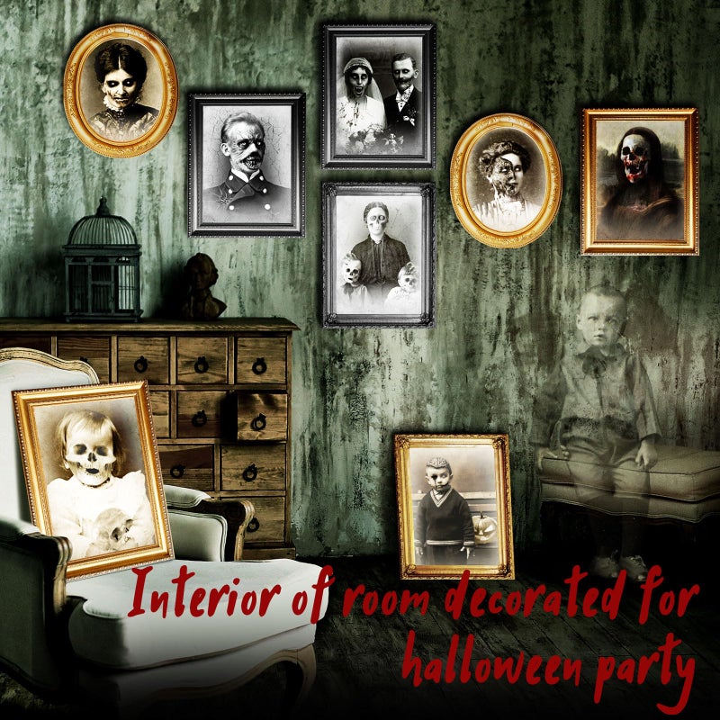 Tuanse Halloween Decorations Indoor 3D Changing Face Pictures Horror Scary Portraits Spooky Ghost Picture Frame Creepy for Wall Halloween Party House(Mixed Style  9 Pcs) - Image 4