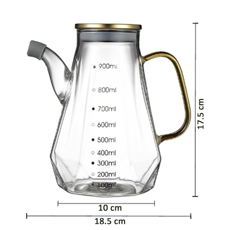 EZALLA Borosilicate Glass Oil Dispenser and Stoppers Bottle with Handle Capacity 700 ml Transparent Pack of 1 - Image 4