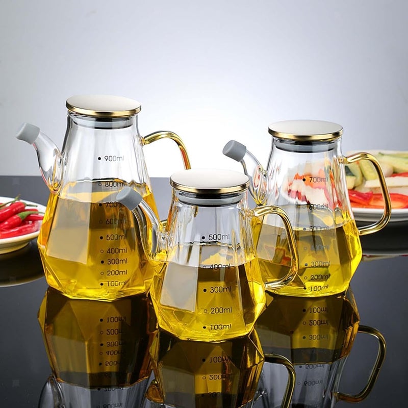 EZALLA Borosilicate Glass Oil Dispenser and Stoppers Bottle with Handle Capacity 700 ml Transparent Pack of 1 - Image 3
