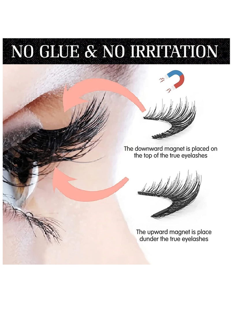 Y&D - Magnetic False Eyelashes, Dual Eyelashes Without Eyeliner or Glue, 3D Reusable Natural Lashes Fake with Applicator 2 Pairs Pack - Image 1