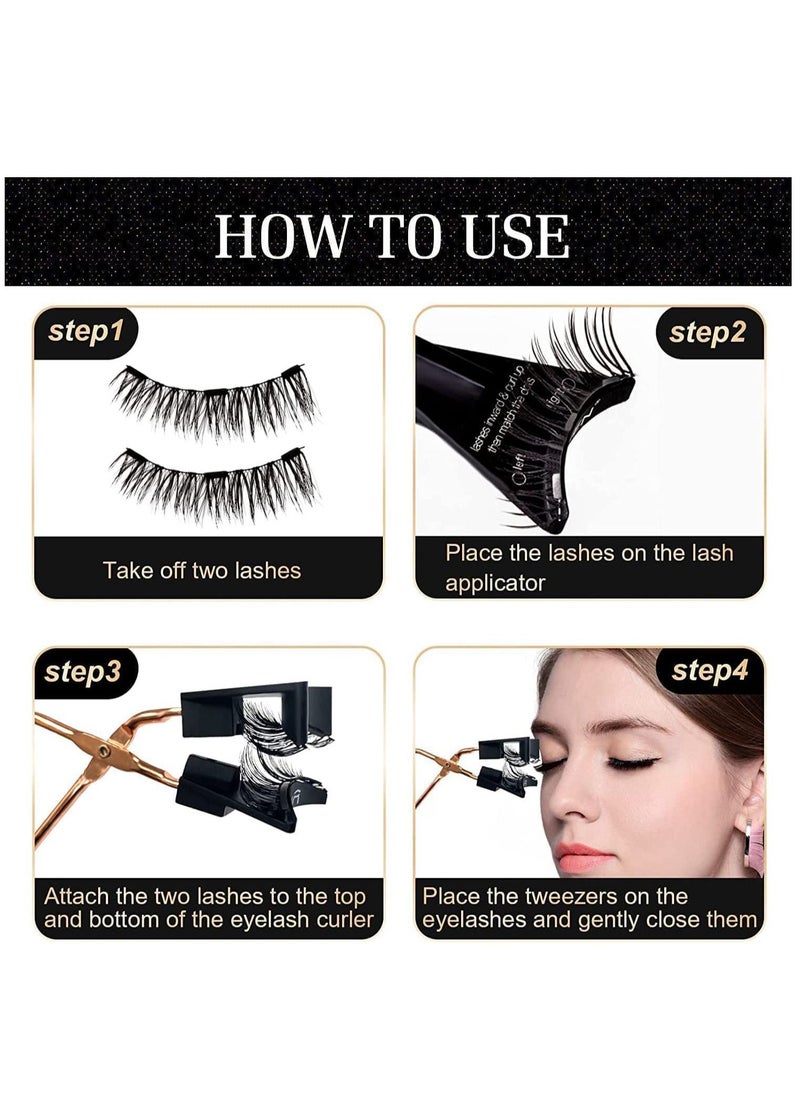 Y&D - Magnetic False Eyelashes, Dual Eyelashes Without Eyeliner or Glue, 3D Reusable Natural Lashes Fake with Applicator 2 Pairs Pack - Image 1