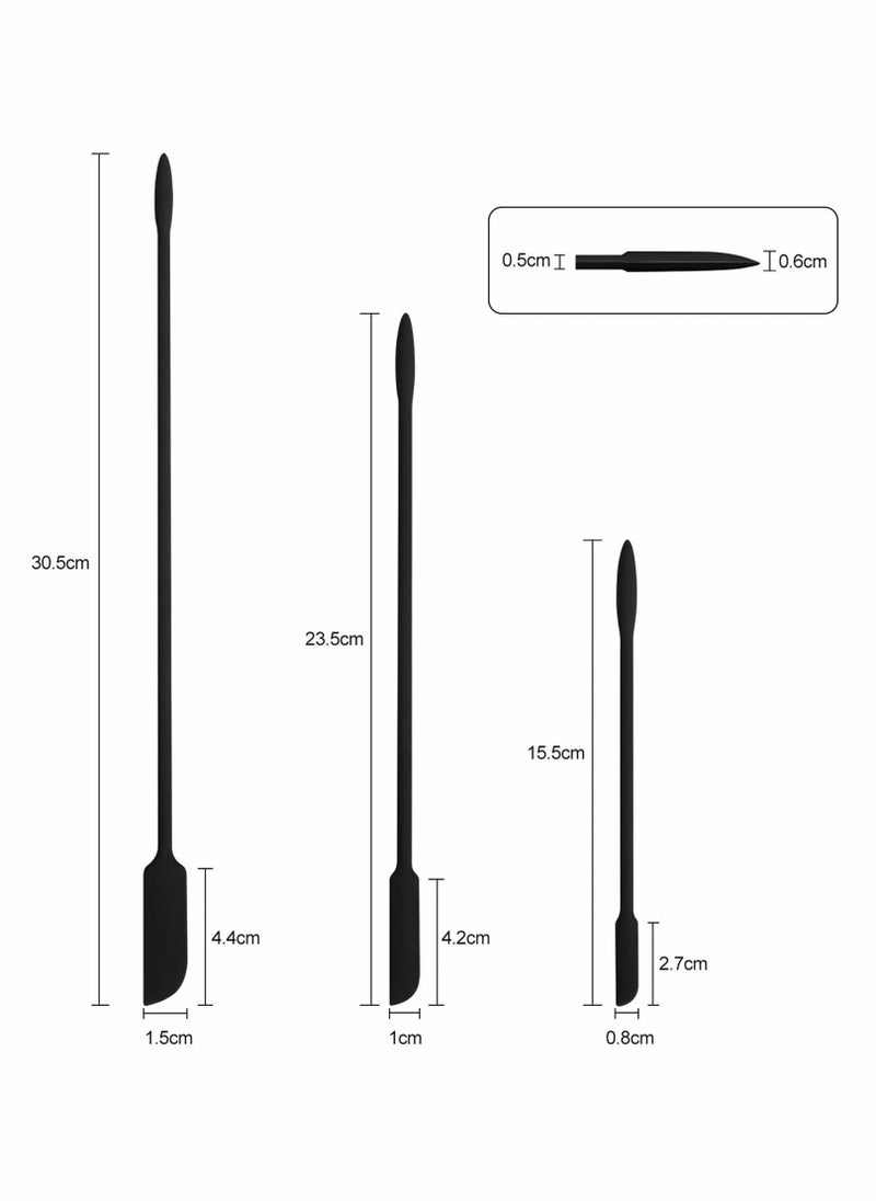 SYOSI - Mini Silicone Jam Spatula Set, 6 Pieces Reusable Makeup Spatula, Small Silicone Spatula, Thin Spatula Set for Skinny Openings, KASTWAVE Tiny Scraper for Jar, Kitchen Bottles, Cosmetic (Black) - Image 1