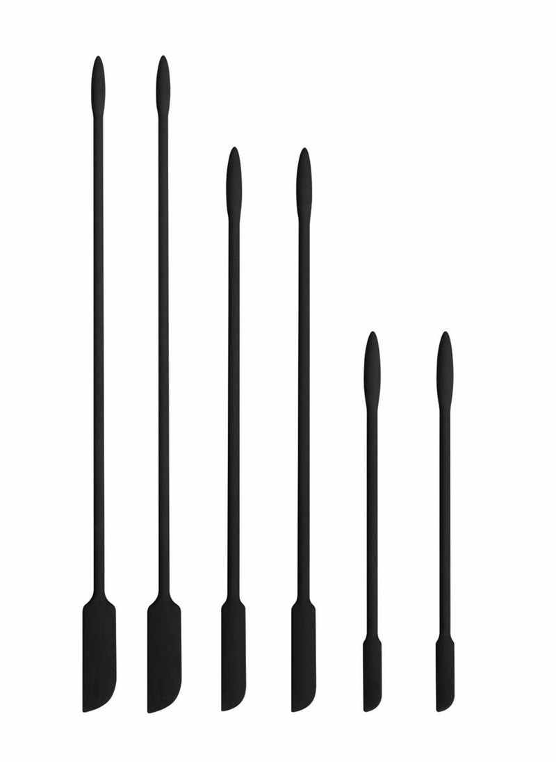 SYOSI - Mini Silicone Jam Spatula Set, 6 Pieces Reusable Makeup Spatula, Small Silicone Spatula, Thin Spatula Set for Skinny Openings, KASTWAVE Tiny Scraper for Jar, Kitchen Bottles, Cosmetic (Black) - Image 1