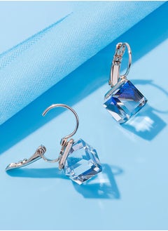 EVEVIC Cube Austrian Crystal Drop Leverback Earrings for Women Fashion 14K Rose Gold Plated Hypoallergenic Jewelry  - Image 3