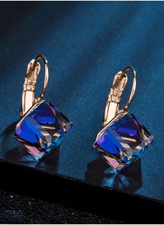 EVEVIC Cube Austrian Crystal Drop Leverback Earrings for Women Fashion 14K Rose Gold Plated Hypoallergenic Jewelry  - Image 4