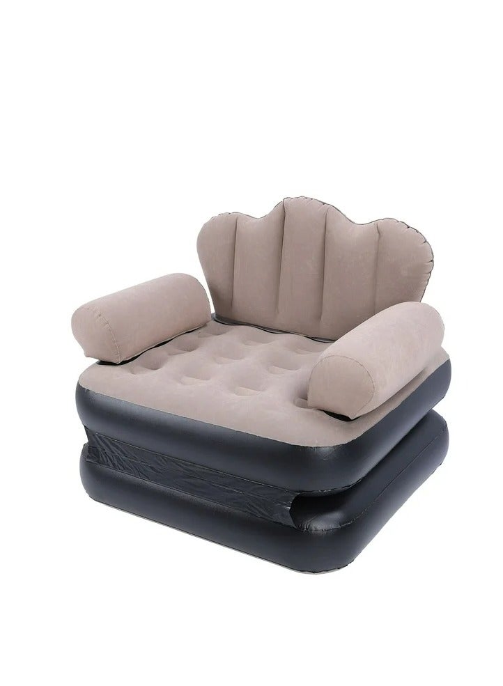 JAJEEK Inflatable Couch Mattress - 6.1lb Load Bearing Coffee Thickened Flocked PVC Soft Inflatable Sofa Bed - Foldable & Portable for Travel and Camping - Comfortable, Durable Air Couch - Image 1