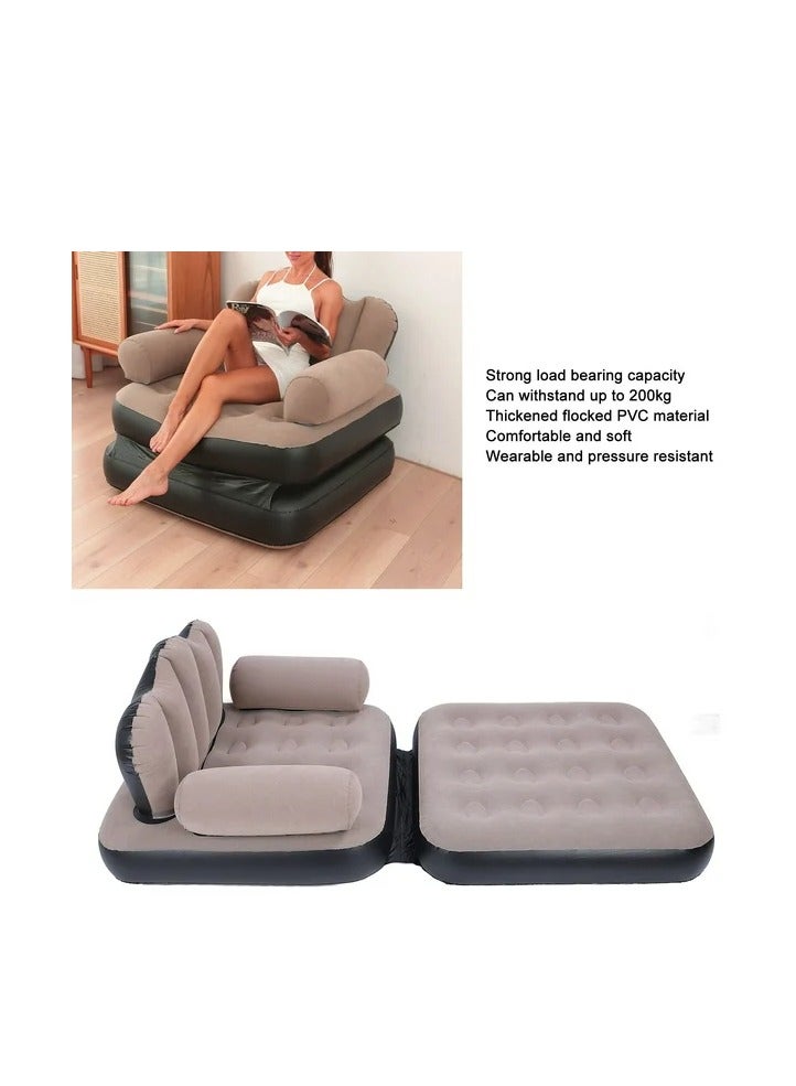 JAJEEK Inflatable Couch Mattress - 6.1lb Load Bearing Coffee Thickened Flocked PVC Soft Inflatable Sofa Bed - Foldable & Portable for Travel and Camping - Comfortable, Durable Air Couch - Image 3