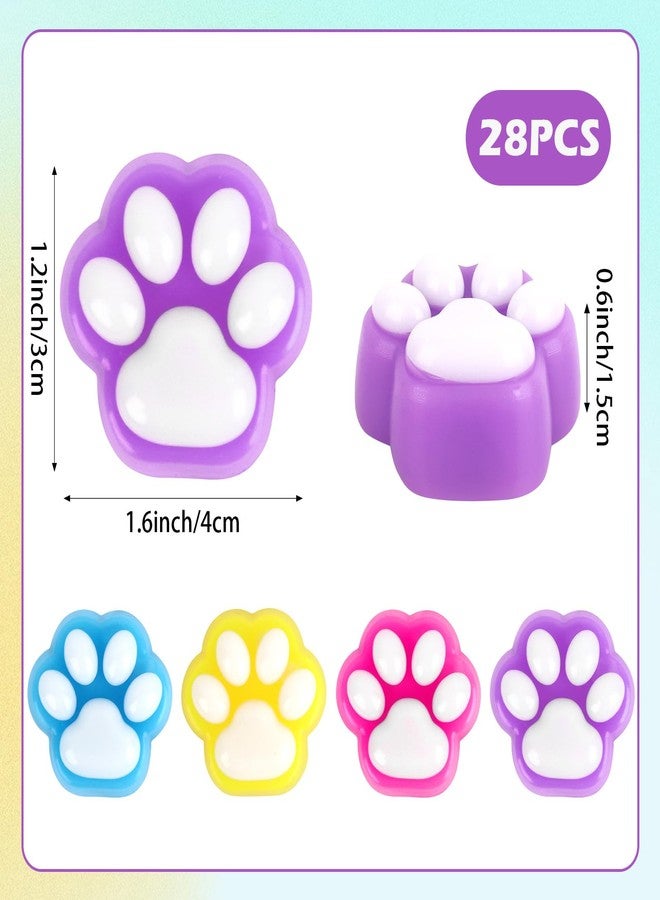 Abilat 28 Pcs Mini Cat Paw Squishies Squeeze Toys Cute Cat Paw Mochi Squishy Stress Relief Toys for Adults Kids Toddlers Birthday Party Favors Classroom Prizes Gift Bag Fillers - Image 2