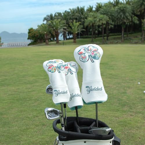 BAIRBRE Golf Club Covers White Lucky Clover Golf Head Covers Driver Covers Fariway Wood Headcover Hybrid Covers Leather Golf Headcover with Number Tag for All Brand - Image 5