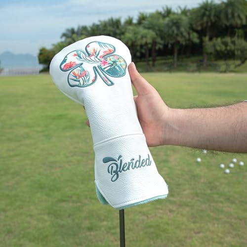 BAIRBRE Golf Club Covers White Lucky Clover Golf Head Covers Driver Covers Fariway Wood Headcover Hybrid Covers Leather Golf Headcover with Number Tag for All Brand - Image 2
