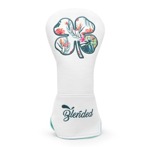 BAIRBRE Golf Club Covers White Lucky Clover Golf Head Covers Driver Covers Fariway Wood Headcover Hybrid Covers Leather Golf Headcover with Number Tag for All Brand - Image 1