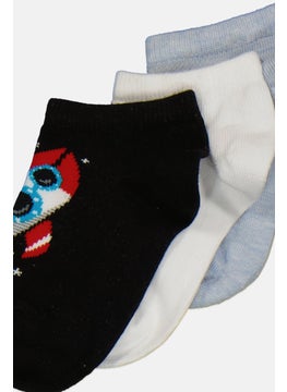 RBX Kids Boy 3 Pieces Graphic Ankle Socks, Black  - Image 2