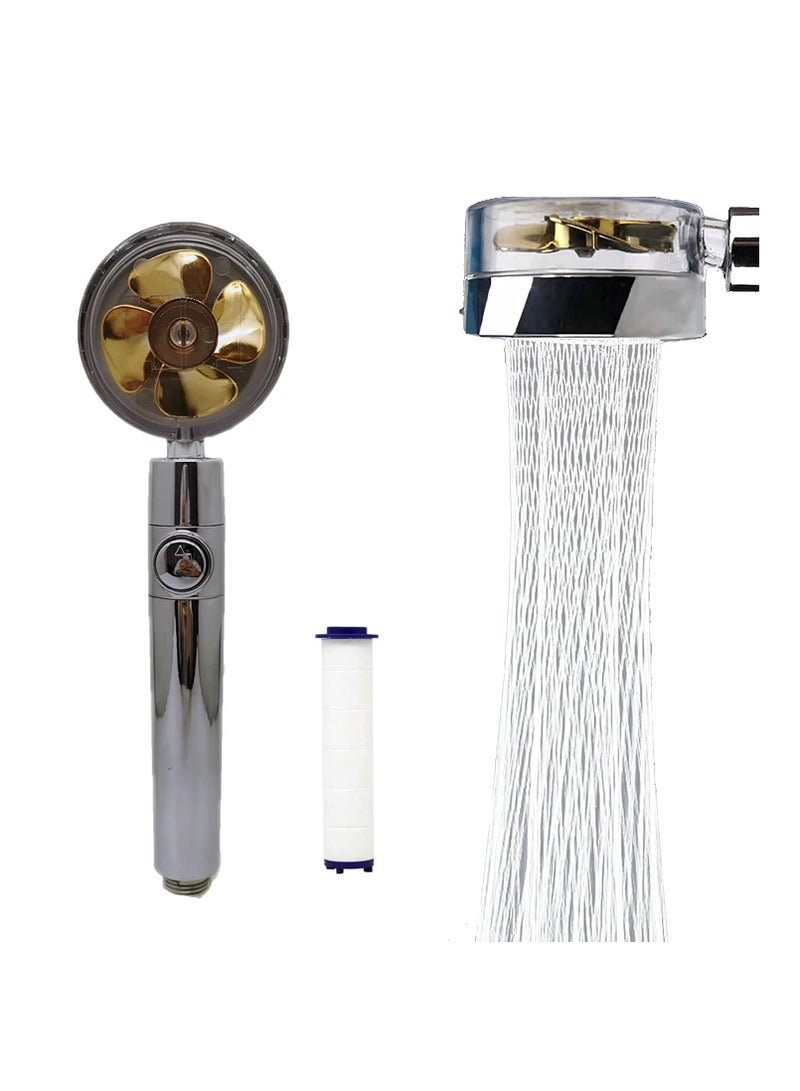 Excefore High Pressure Water Saving Shower，High-pressure shower head with filter and pause switch， Easy Install Handheld Turbocharged Shower Head 360 Degrees Rotating (Gold) - Image 1