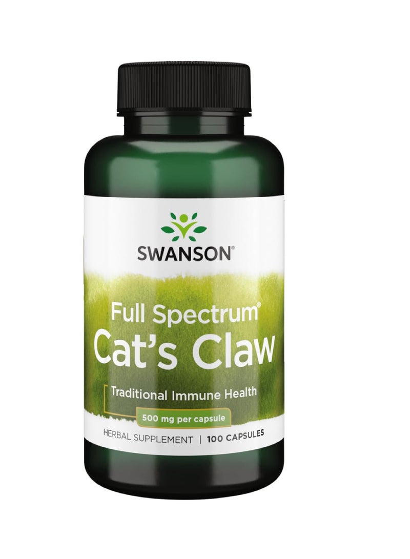 Swanson Full Spectrum Cat's Claw 500 mg 100 Capsules