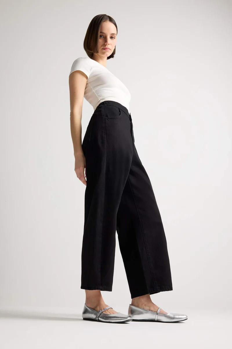 ديفاكتو Barrel Fit Normal Waist Ankle Length Soft Jeans