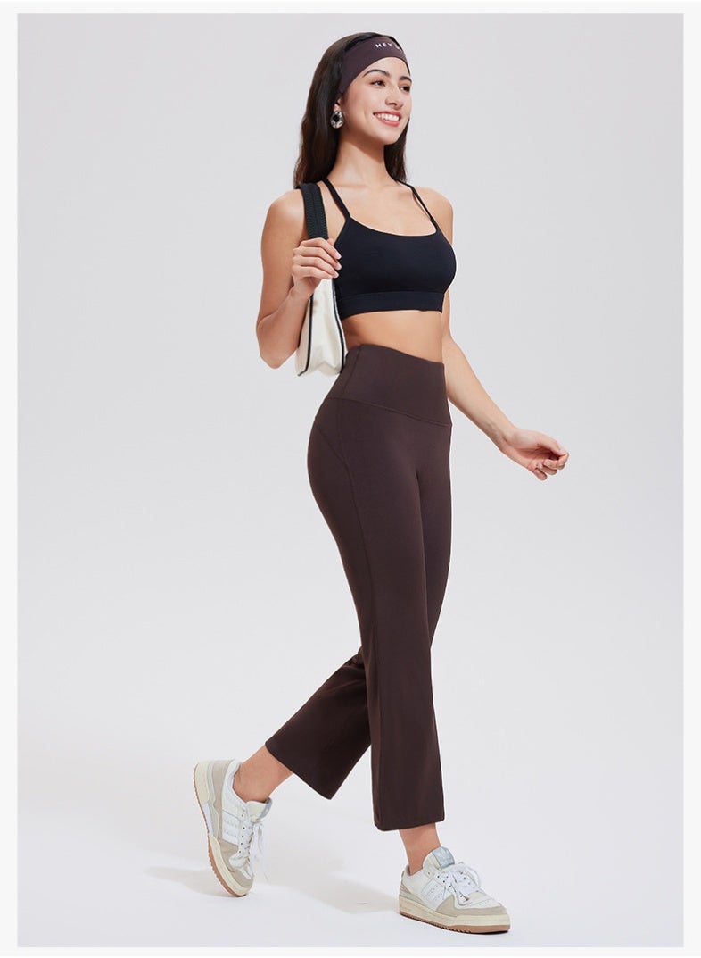 High Waist Buttock Lifting Flared Sports Fitness Yoga Wide Leg Pants  - Image 3