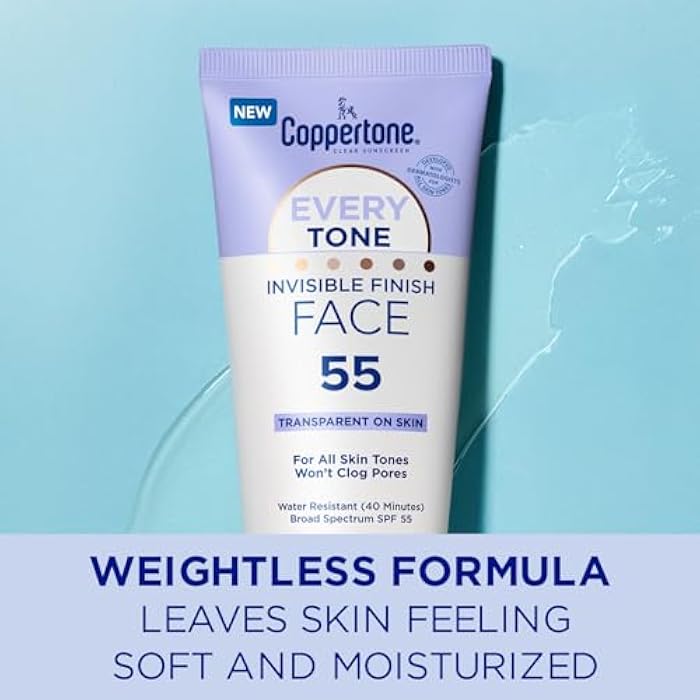 Coppertone Every Tone Invisible Finish Face Sunscreen SPF 55, Lightweight, Blends in Clear Sunscreen for All Skin Tones, 2 Fl Oz Tube - Image 4